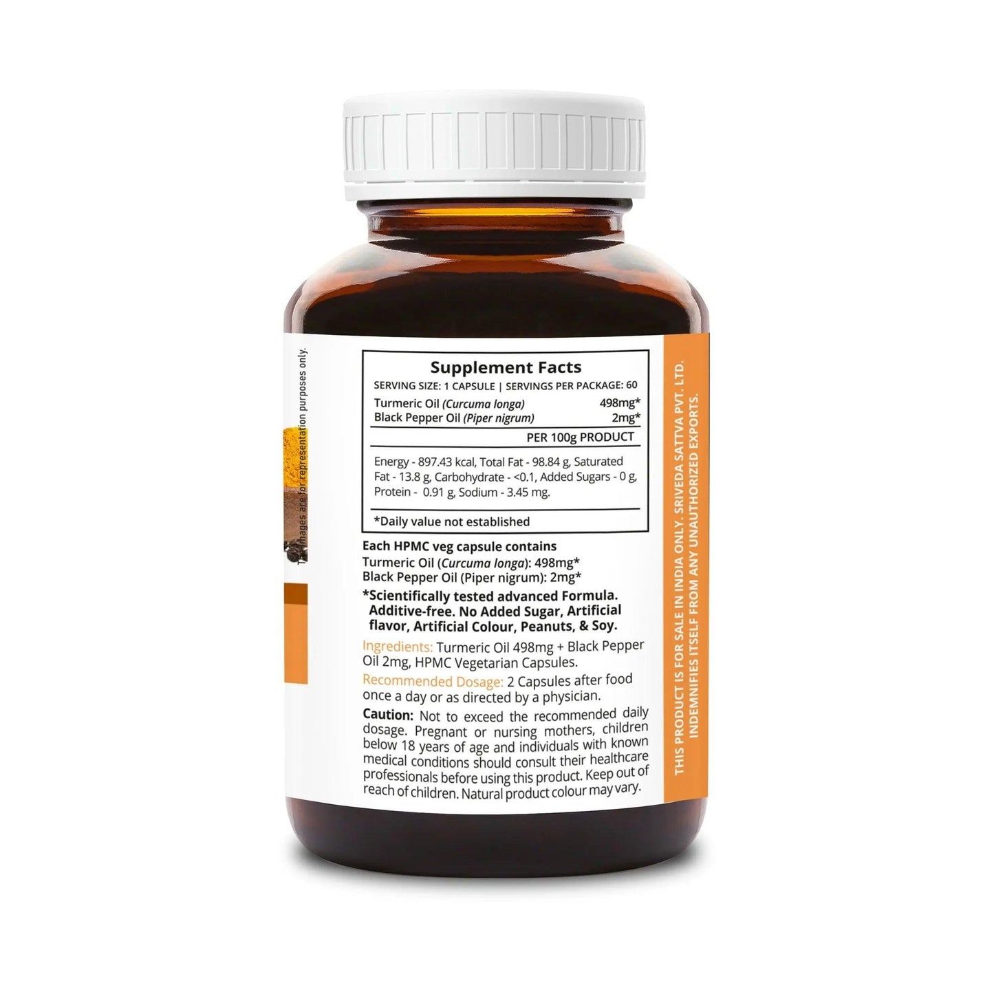 Sri Sri SupaSupp Quick Action Bioperine Oil Curcuwin Capsules | 60 Veg Cap, 500mg