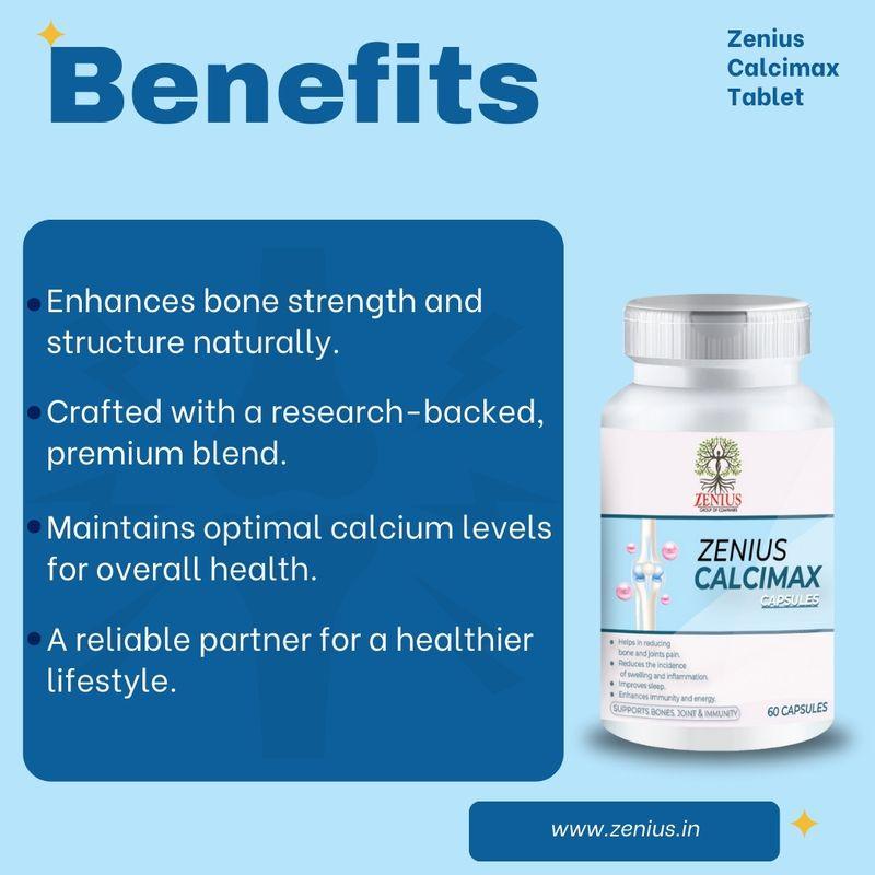 Zenius Calcimax Tablet - Calcium Tablets for Bone Health Improvement - 60 Tablets