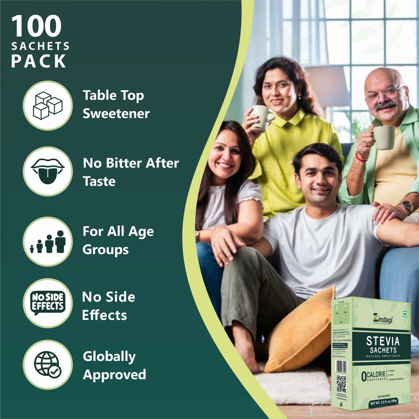 Zindagi Stevia Sachet (1gm Each) 100 Sachet