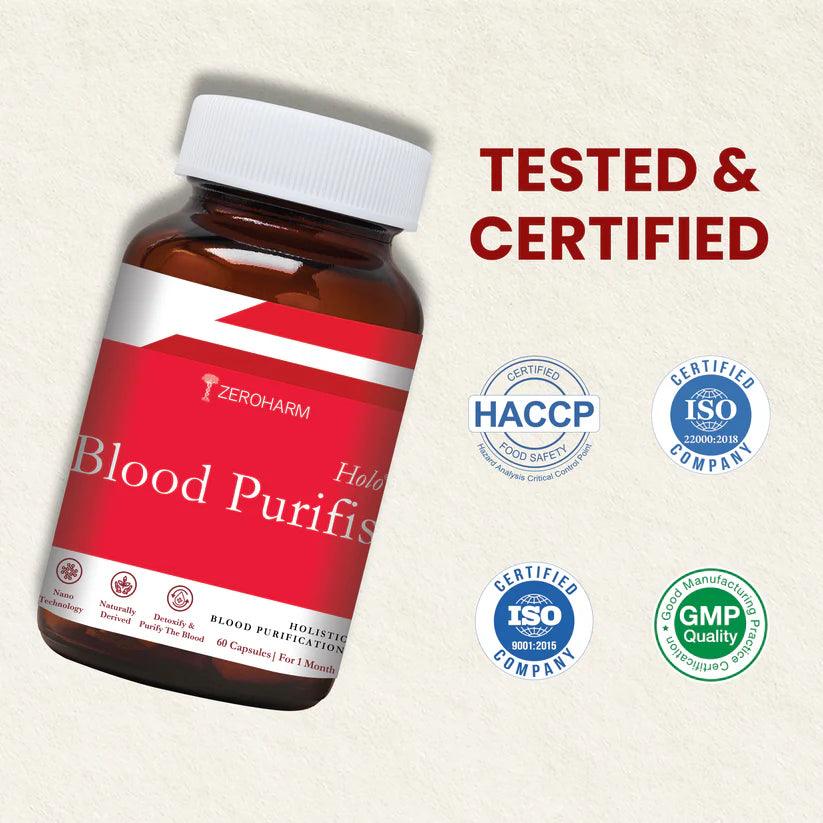 ZEROHARM Holo Blood Purifis Supplement for Acne, Pimple Free & Clear Skin for Men & Women - 60 Capsules