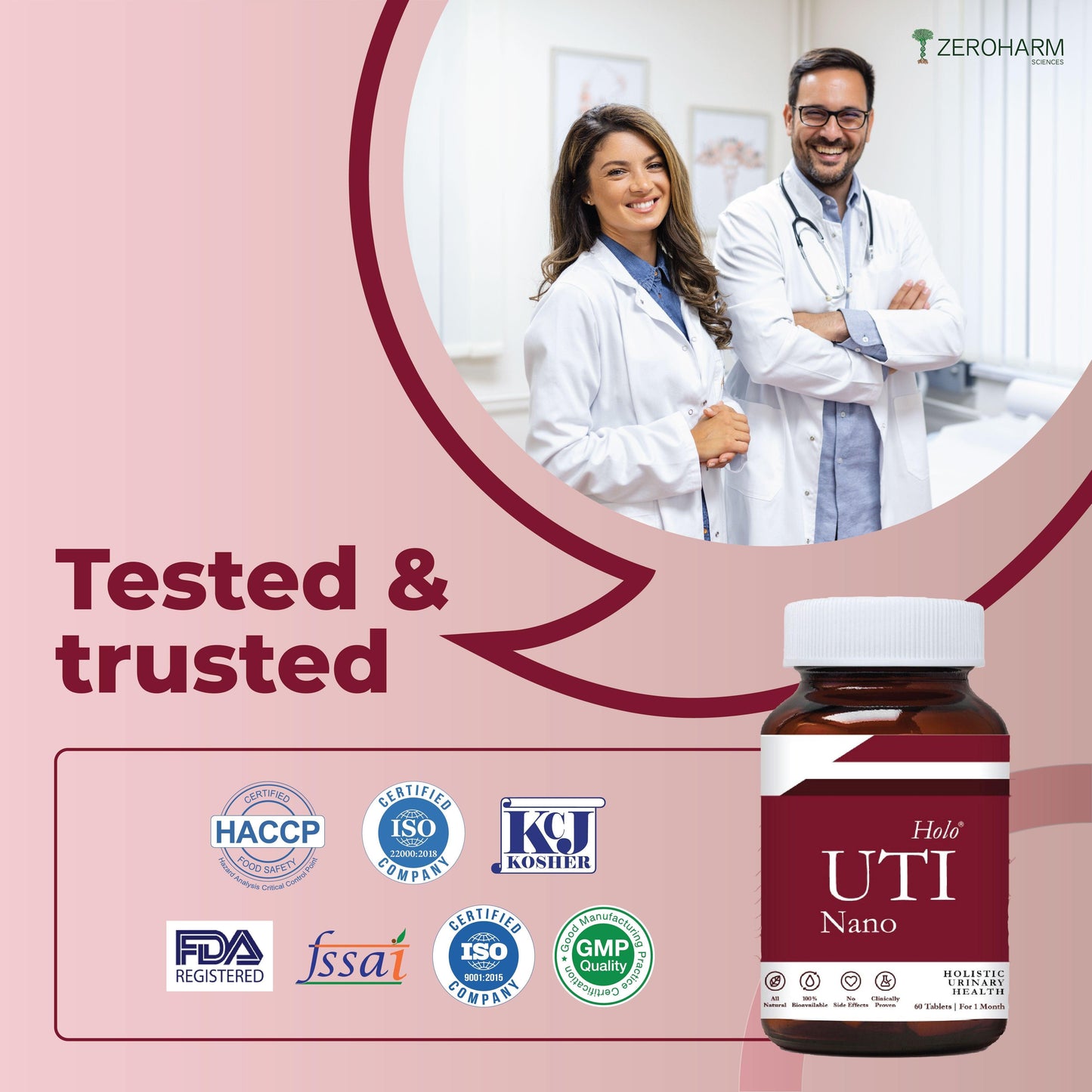 Zeroharm Sciences Holo UTI Nano Tablet - 60 Tablets