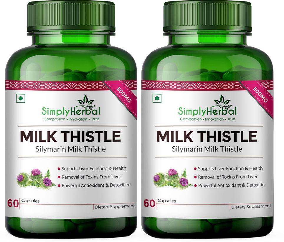 Simply Herbal Milk Thistle Capsule Liver Detox Supplement - Enriched With Powerful Antioxidants Promotes Healthy Liver Function for Men & Women- 60 Capsules