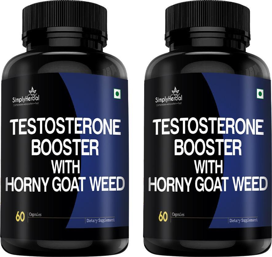 Simply Herbal Testosterone Booster With Horny Goat Weed Capsule - 60 Capsules (Pack of 2)