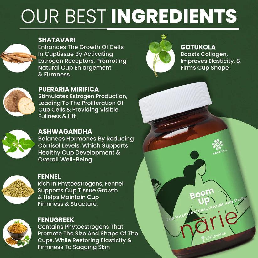 ZEROHARM Narie BoomUp Ayurvedic Breast Increase Supplement - 60 Capsules