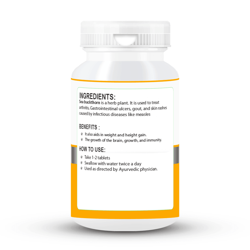 Zenius Sea Buckthorn Tablets - Rich in Antioxidants, Supports Skin, Hair, and Immune System Health - 60 Tablets