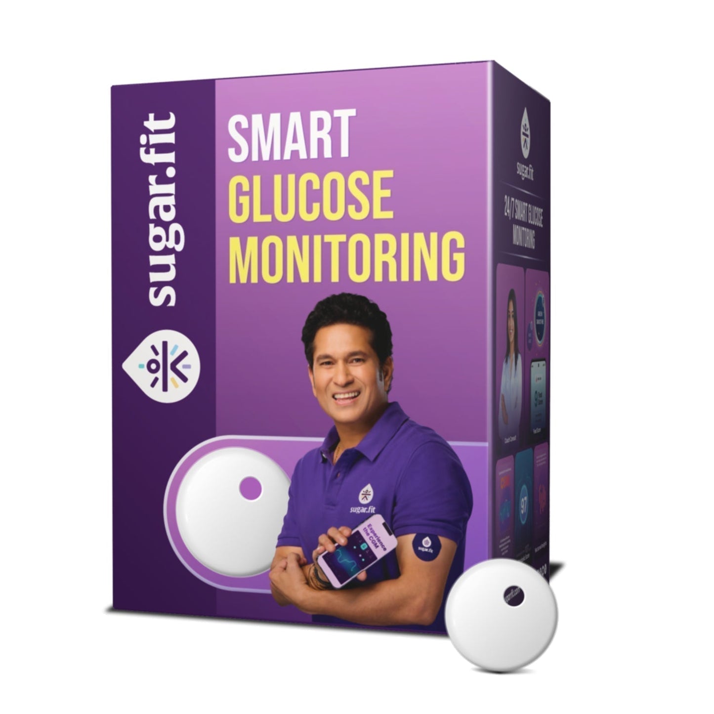 Sugar.fit Smart Glucose Monitoring, Real-Time Blood Sugar Level Tracking, Bluetooth-Enabled, Last upto 15 days