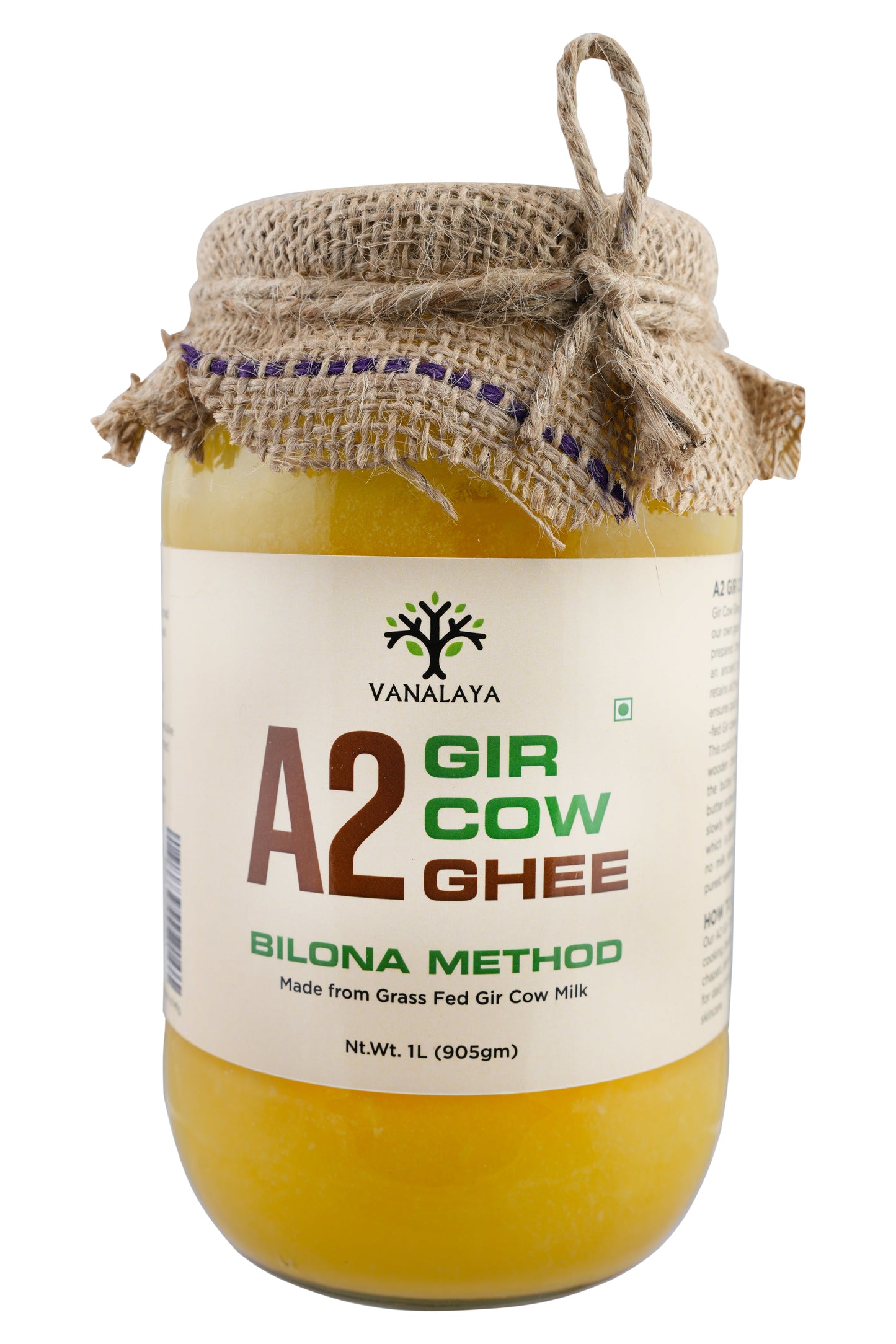 Vanalaya A2 Gir Cow ghee from A2 Milk Prepared by Traditional Bilona Method