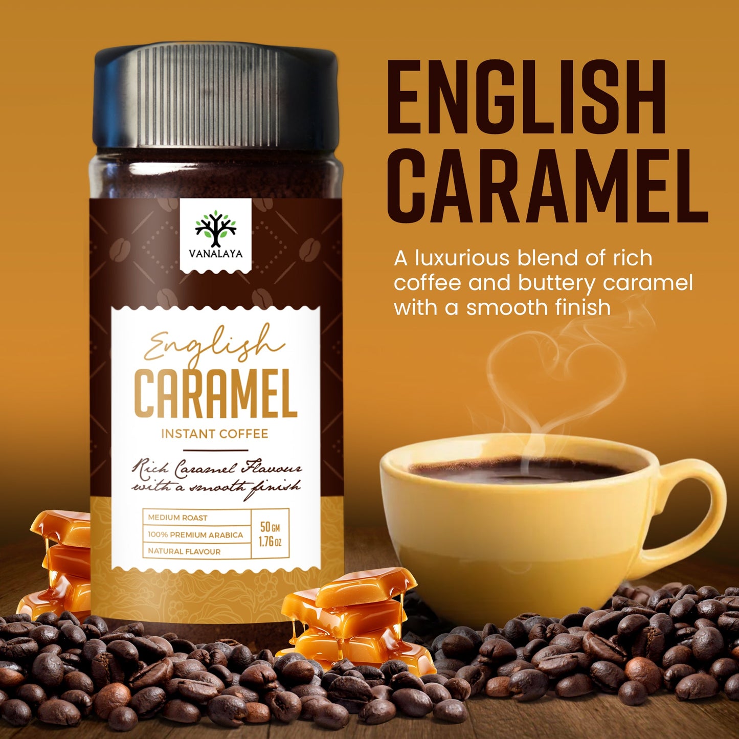 Vanalaya English Caramel Instant Coffee Caramel Flavoured Coffee