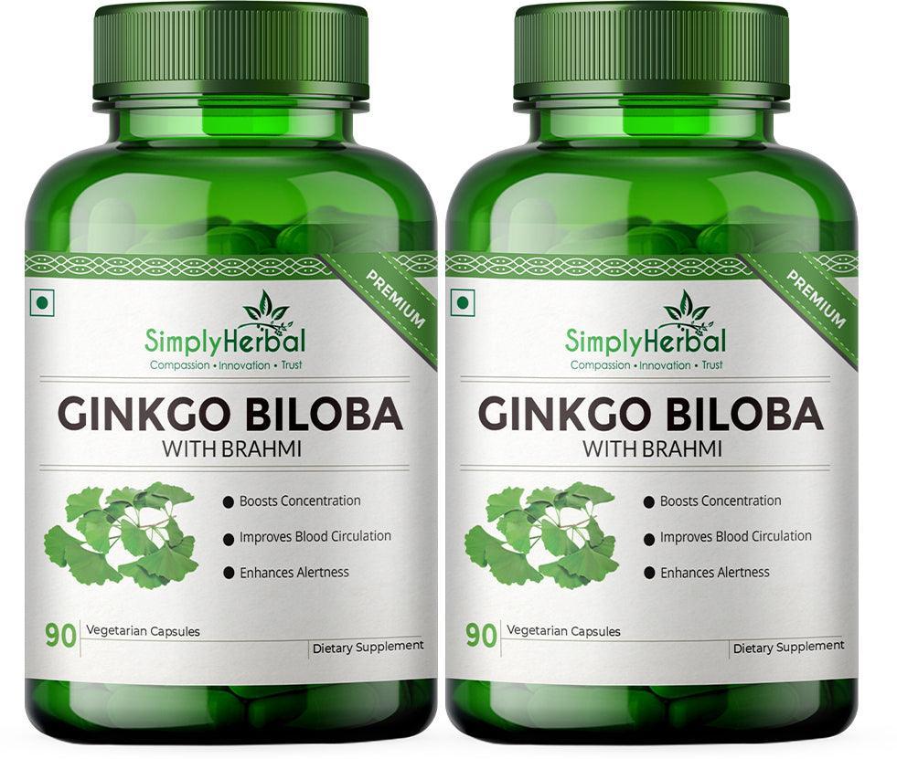 Simply Herbal Ginkgo Biloba Capsule with Brahmi - 90 Vegetarian Capsules