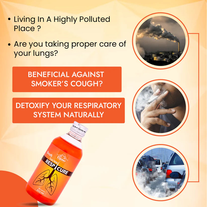 Cipzer Respicure Syrup - 500ml | Herbal Lung Cleanser & Respiratory Support for Smokers’ Lungs