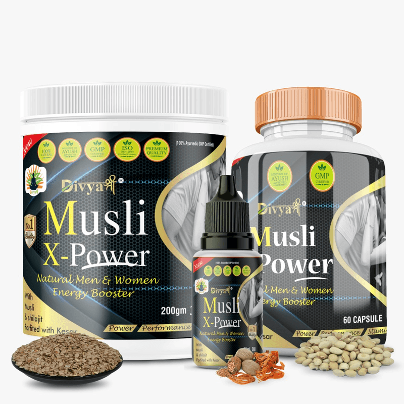 Divya shree Musli X-Power Cap, Oil and Prash Kit for Women & Men