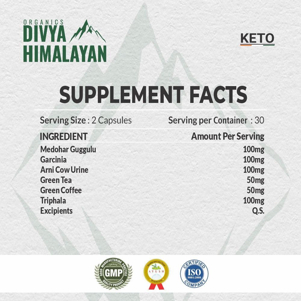 Divya Himalayan Keto Tablets for Weight Management Natural & Advanced Fat Burner Supplement 800 MG, 60 Tablets
