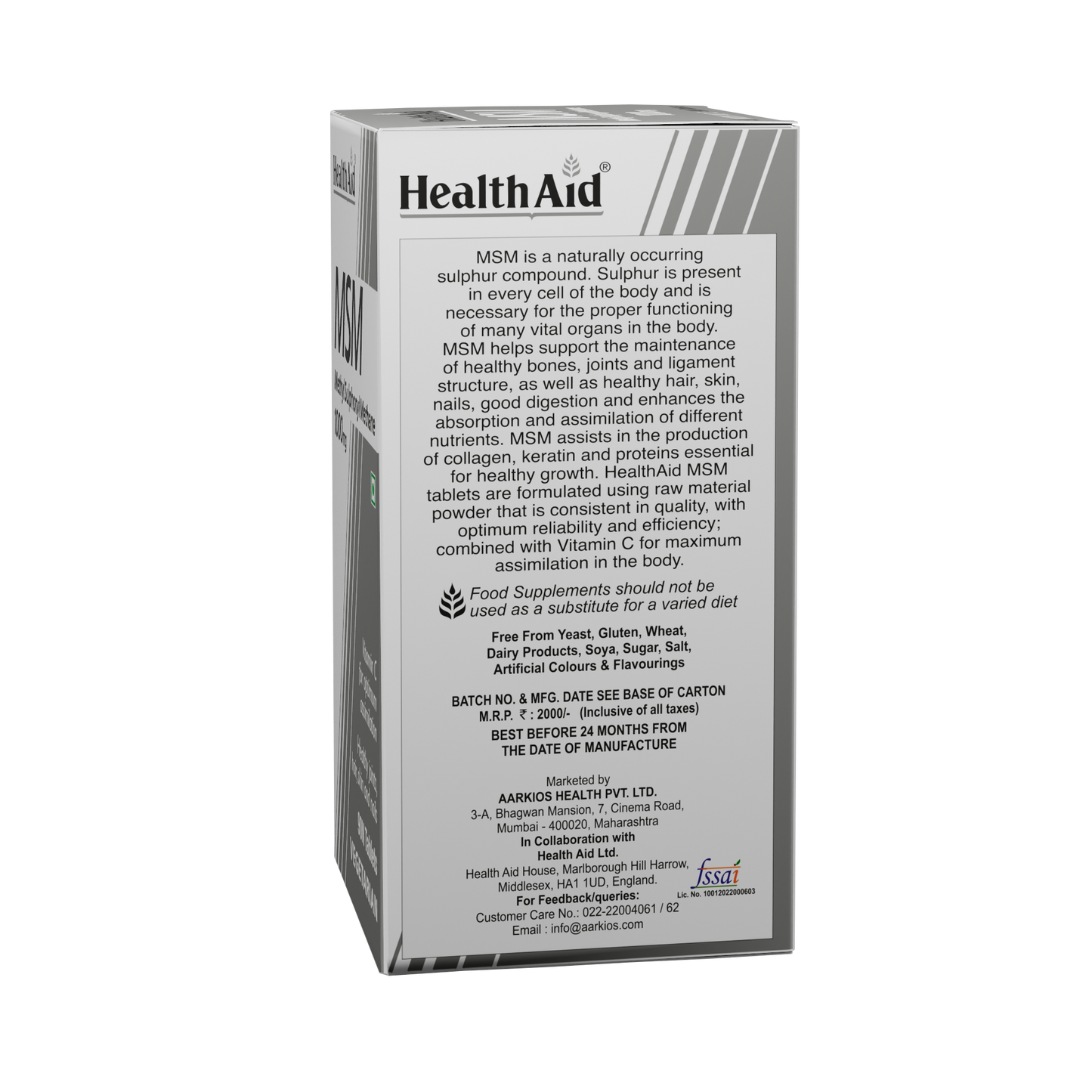 Healthaid Msm 1000mg Tablet - 90 Tablets