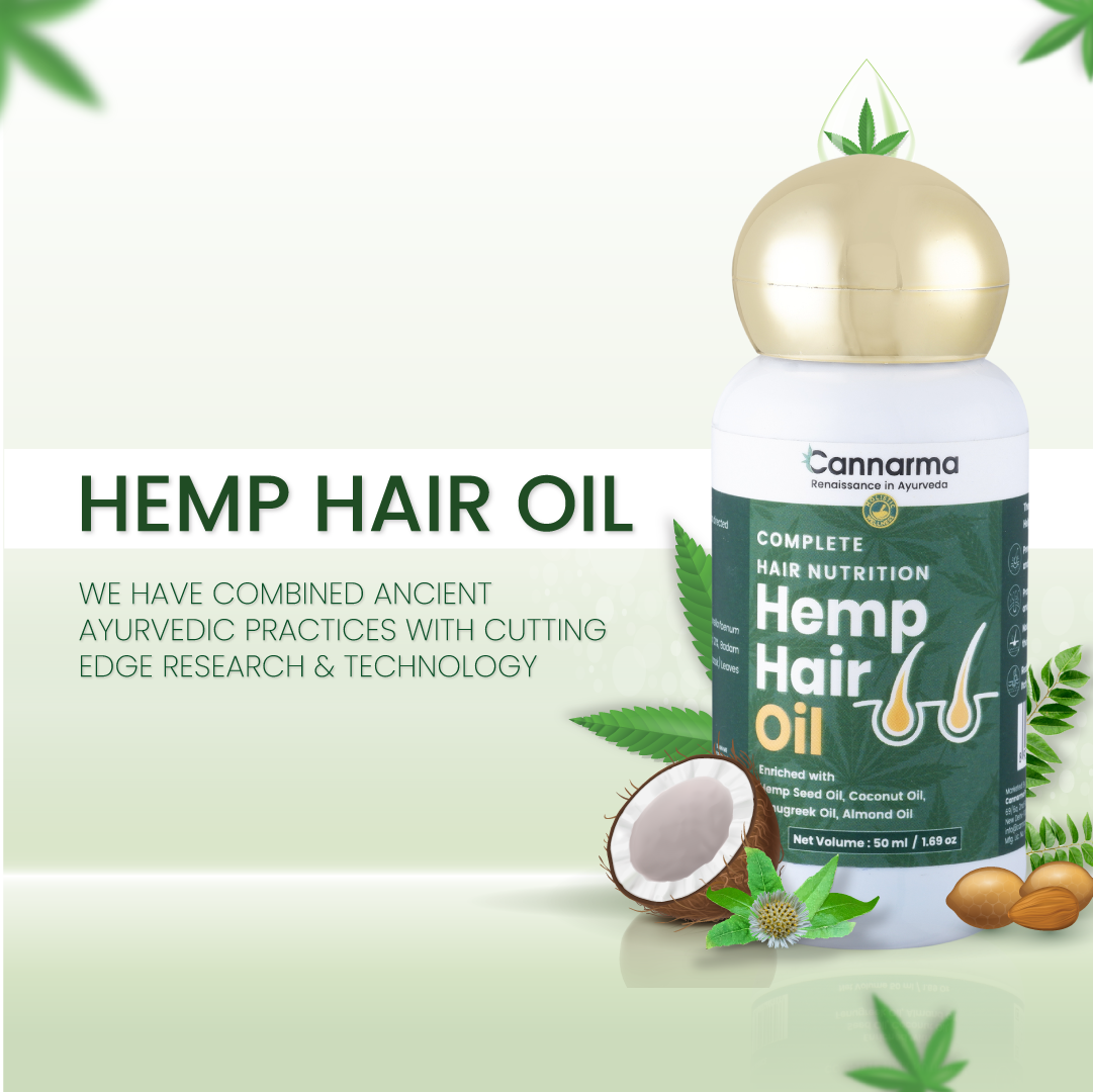 Cannarma Hemp Hair Oil With Coconut & Almond | Omega 3 & 6, Vitamin E | For Nourishes, Moisturizes & Hydrates Hair - 50ml