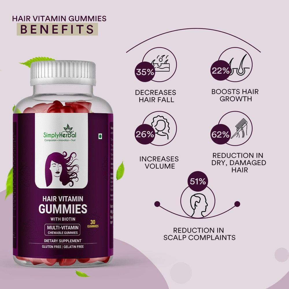 Simply Herbal Hair Vitamin Gummies with Biotin - 30 Gummies