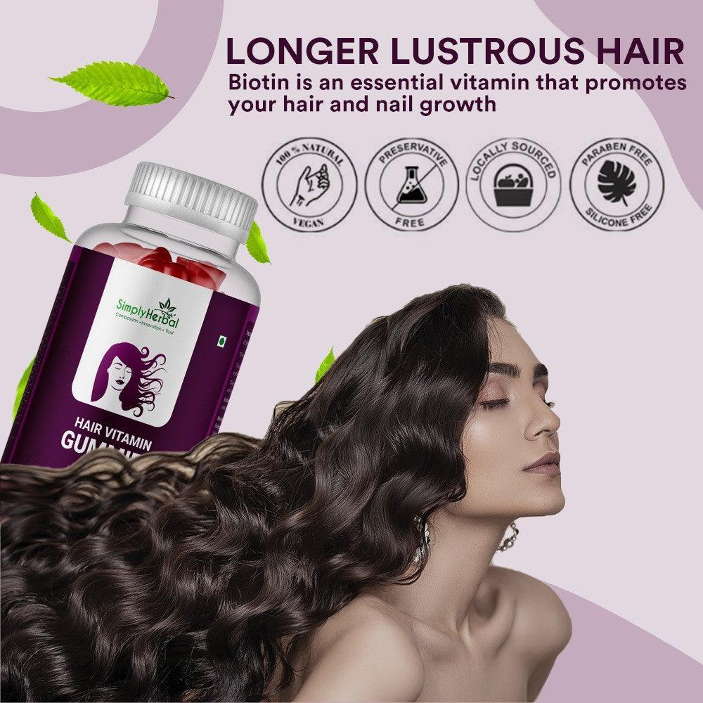 Simply Herbal Hair Vitamin Gummies with Biotin - 30 Gummies