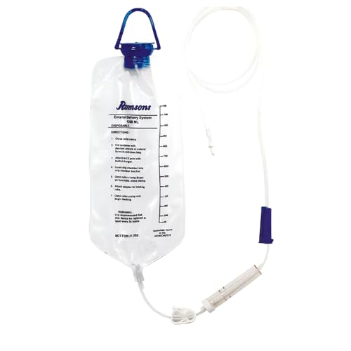 Romsons GS4028 Feeding Bag, Transfer Set, Drip Chamber, Flow Controller and Tapered Connector 1200ml