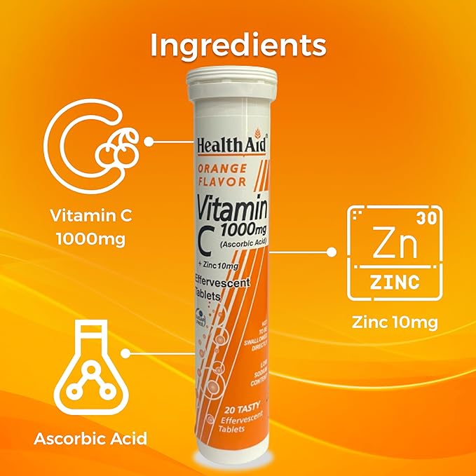 HealthAid Vitamin C 1000mg Effervescent Tablet Orange - 20 Effervescent Tablet