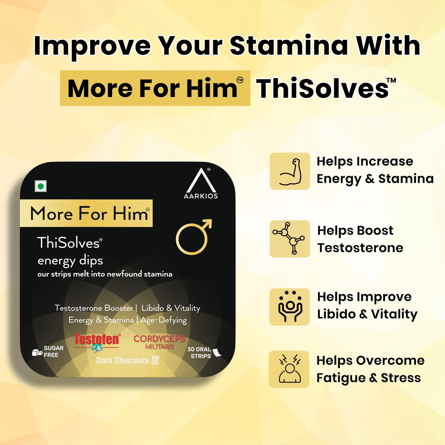 Aarkios More For Him ThiSolves I Disintegrating Strip Dark Chocolate Sugar Free - 30 Oral Strip