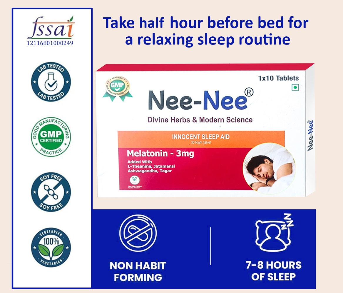 Nee-Nee Melatonin 3mg Innocent Sleep Aid 10 Tablets