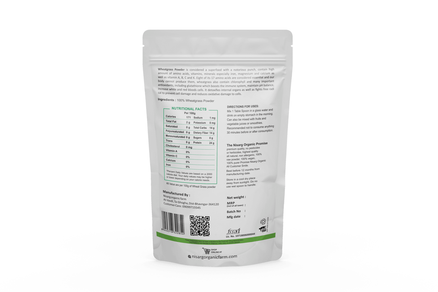 Nisarg Organic Farm Wheat Grass Powder