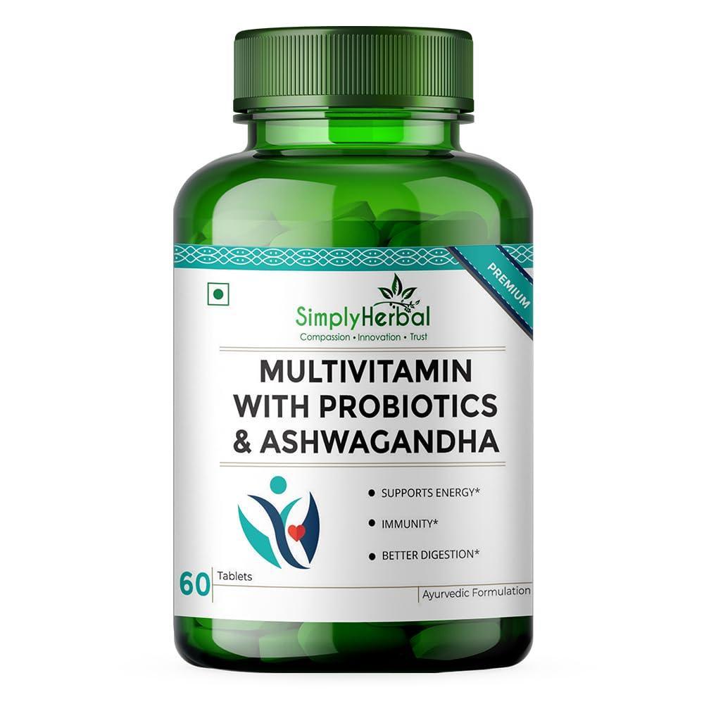Simply Herbal Multivitamin With Probiotics & Ashwagandha Tablets - 60 Veg Tablets