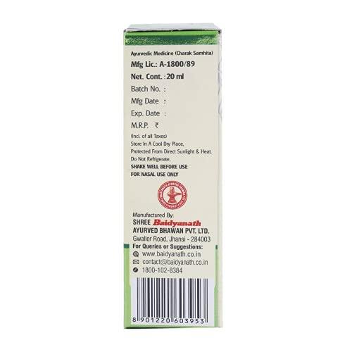 Baidyanath (Jhansi) Anu Taila Ayurvedic Nasal Drop - 20 Ml