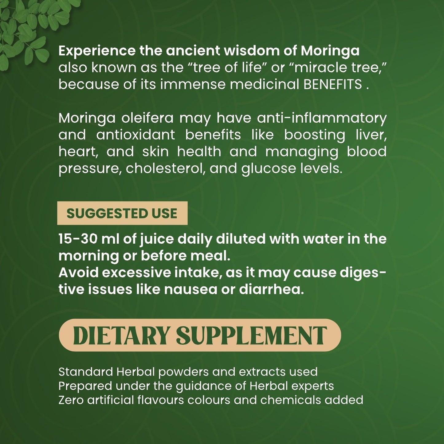 Zaynura Ayurveda Moringa Juice 900ml | Purest Green power juice / Herbal Drink for Immunity / Energy, Digestion / Sugar Balance / supports Heart Health | Vegan