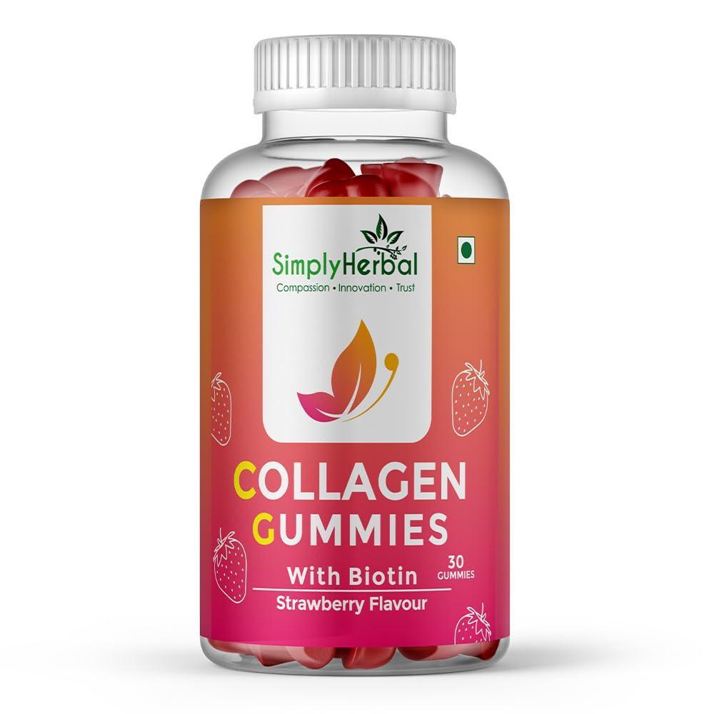 Simply Herbal Collagen Gummies with Biotin Strawberry - 30 Gummies