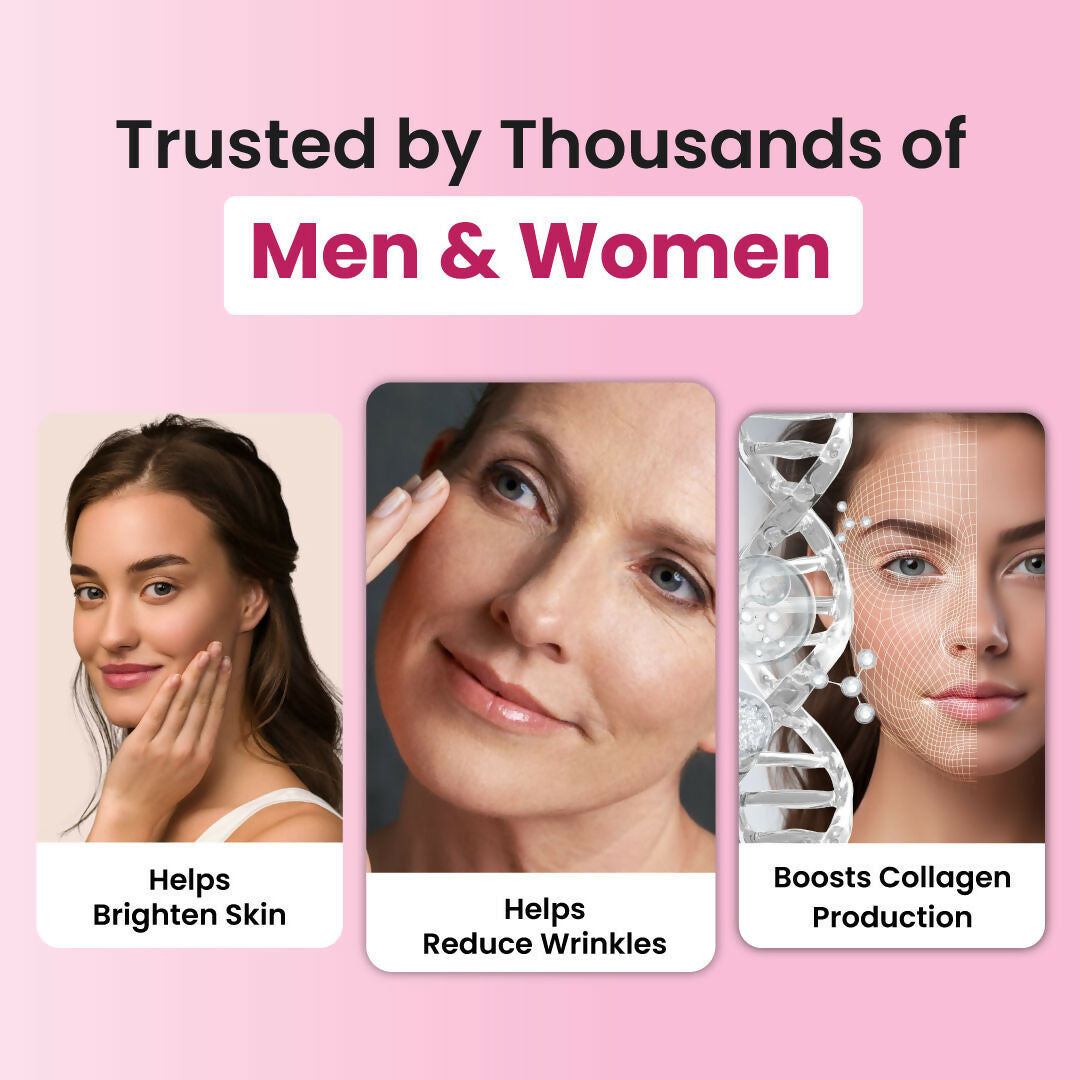 ZEROHARM Skin Radiance Supplement With L-Glutathione, Acerola Cherry Extract (Vitamin C), Vitamin B7(Biotin) & E - Helps Reduce Dark Spots, Brightens & Hydrates Skin for Men & Women - 60 Tablets