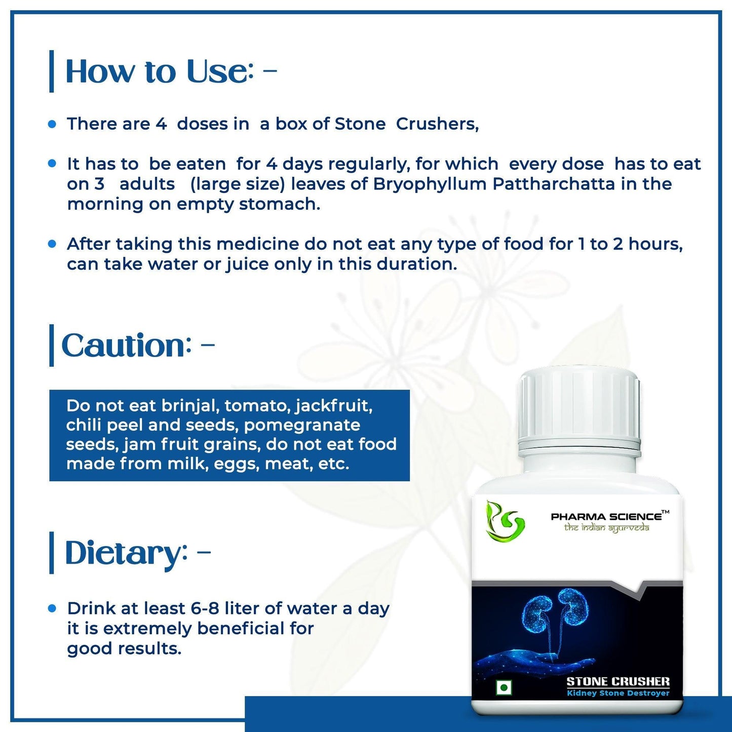 Pharma Science Stone Crusher Kidney Stoner Destroyer Powder- 10g