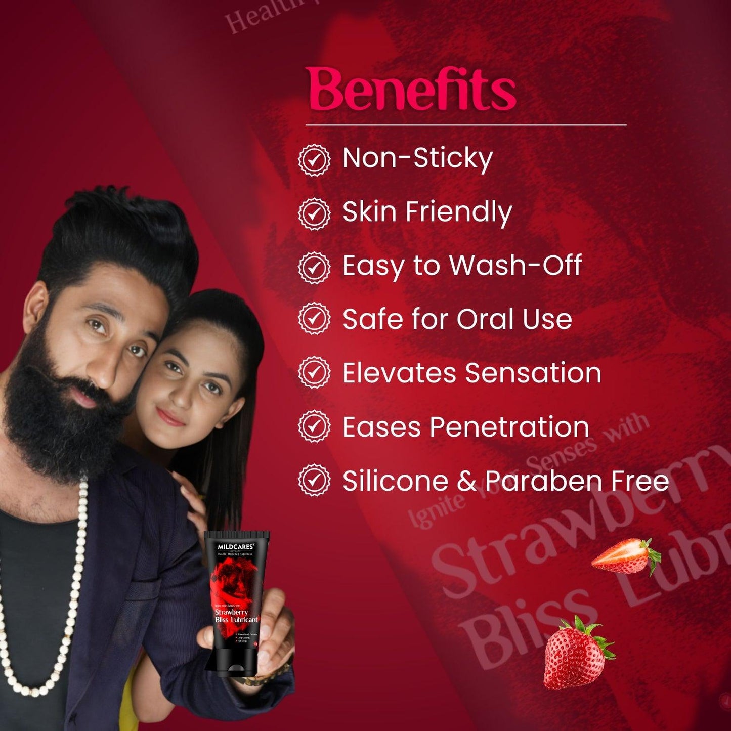 MildCares Strawberry Bliss Lubricant & Intimate Gel for Men & Women | Lubricant