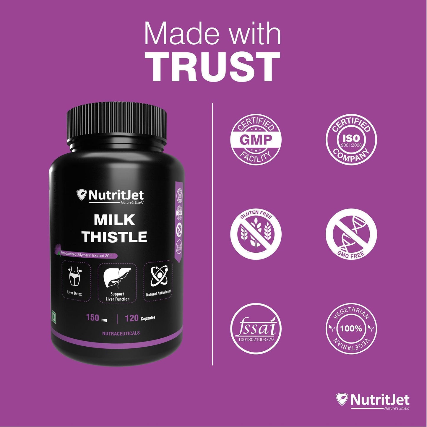 NutritJet Milk Thistle 150mg Capsule - 120 Capsules