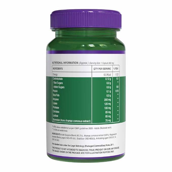Pure Nutrition Digestive Enzymes Capsules 665mg with Bromelain - 60 Veg Capsules