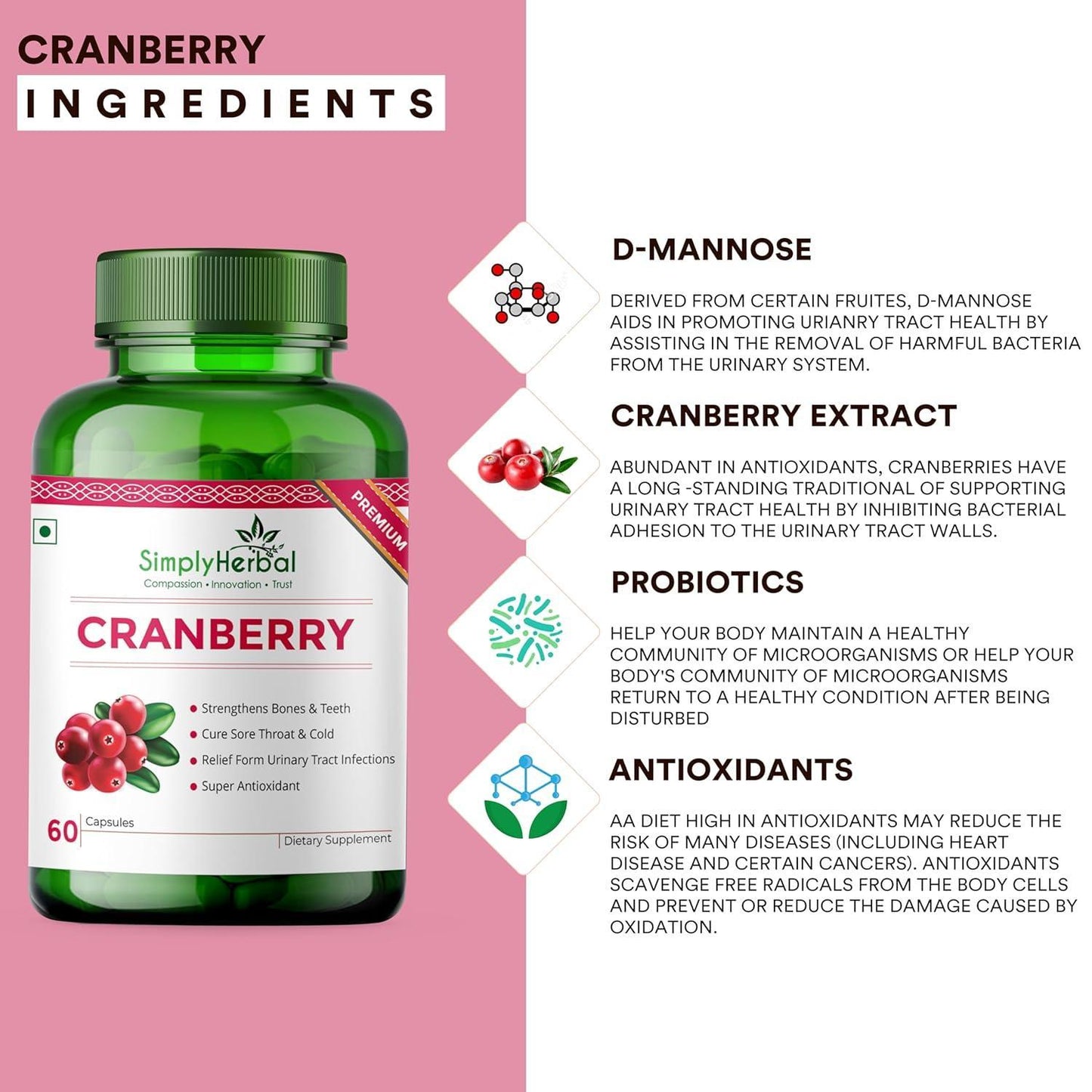 Simply Herbal D Mannose Cranberry Capsules