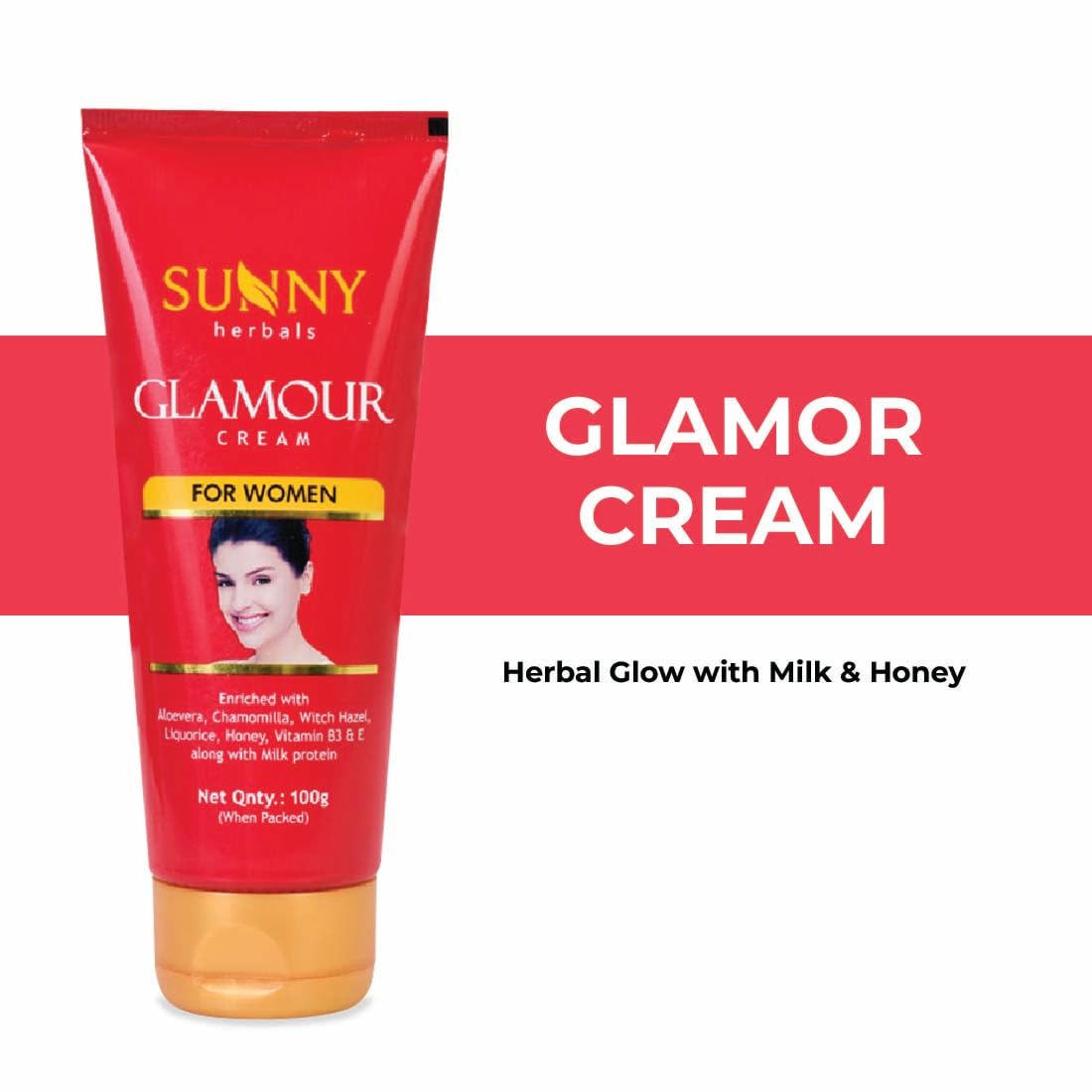 Sunny Herbals Glamour Cream for Smooth & Supple Skin | For Women - 100gm
