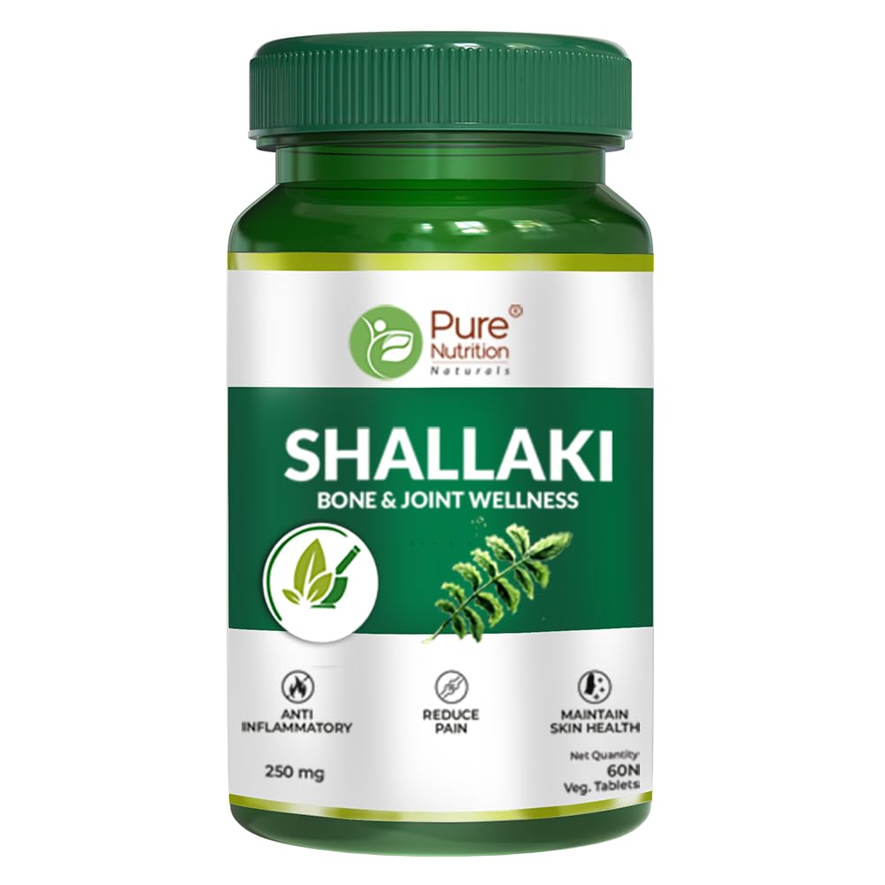 Pure Nutrition Shallaki Tablets (Boswellia Serrata) (250mg) | Bone & Joint Health Supplement for Joint Pain, Stiffness, Arthritis | Reduces Pain & Inflammation | Helps Improve Mobility & Physical Function - 60 Tablets