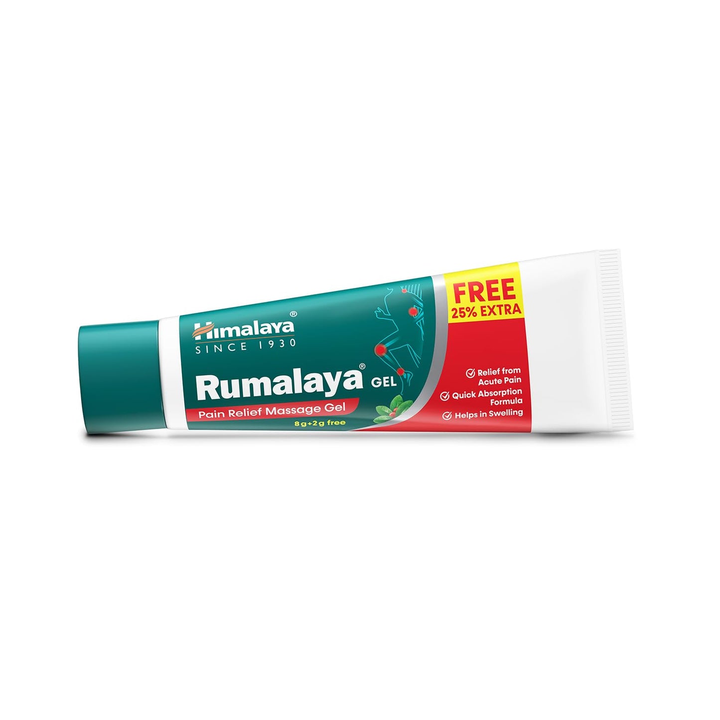Himalaya Rumalaya Gel 10 g | 8 g + 2 g 25% Extra Free | Quick Relief Formula For Body Pain, Back Pain, Knee Pain, Muscle Pain, and Sprains | With Herbal Actives