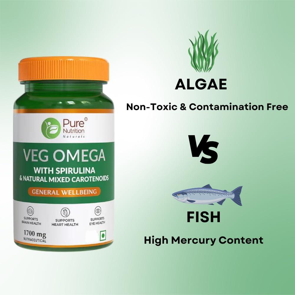 Pure Nutrition Veg Omega from Algal Oil with Astaxanthin Veg Softgel