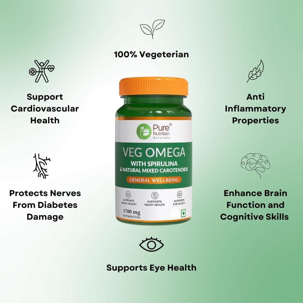 Pure Nutrition Veg Omega from Algal Oil with Astaxanthin Veg Softgel