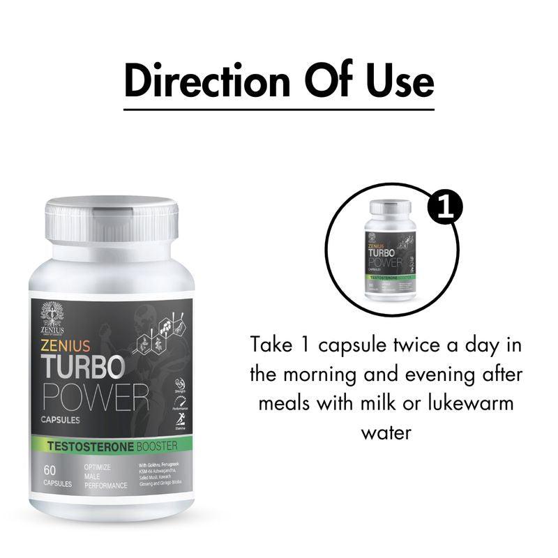 Zenius Turbo Power Capsules - Testosterone Booster Supplements for Stamina, Energy, and Immunity Boost - 60 Capsules