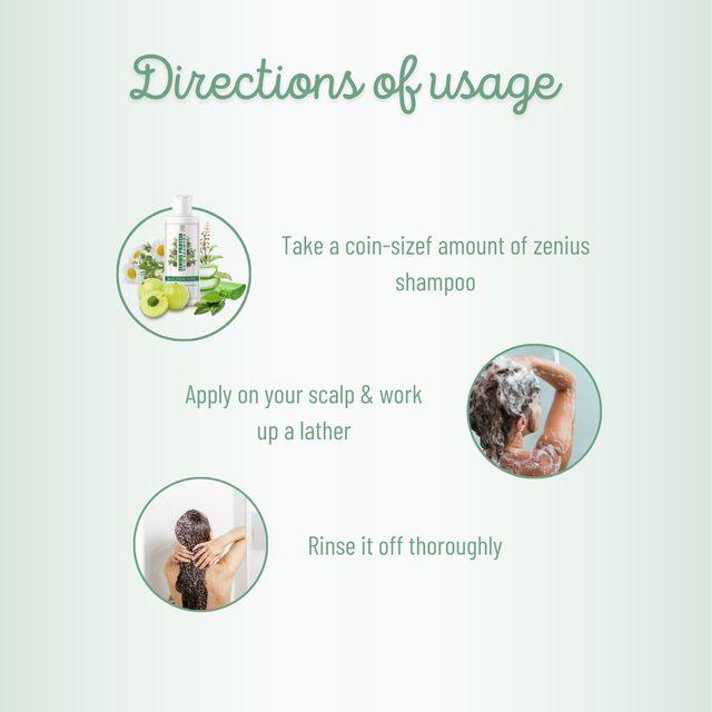 Zenius Protein Hair Shampoo - for Dandruff Removal and Unwanted Hair Control - 200ml Liquid