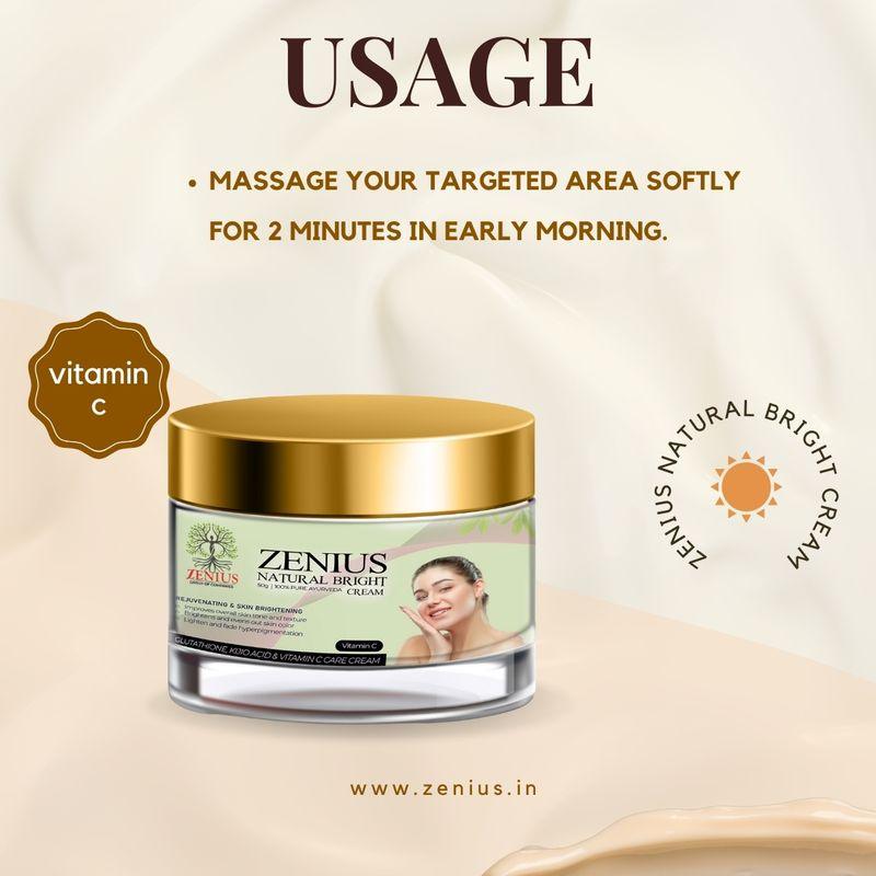 Zenius Natural Bright Cream - Skin Brightening Cream for Skin Whitening and Glow Enhancement - 50gm Cream
