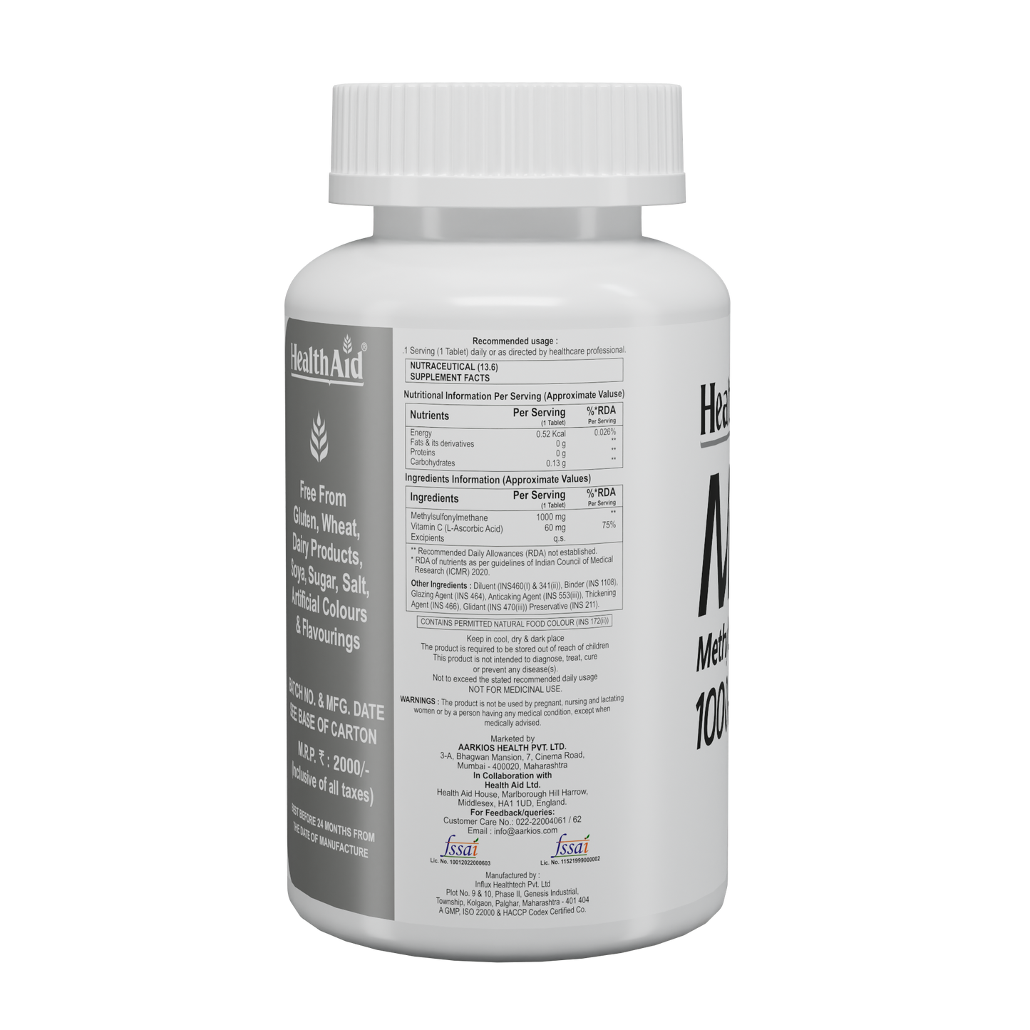 Healthaid Msm 1000mg Tablet - 90 Tablets