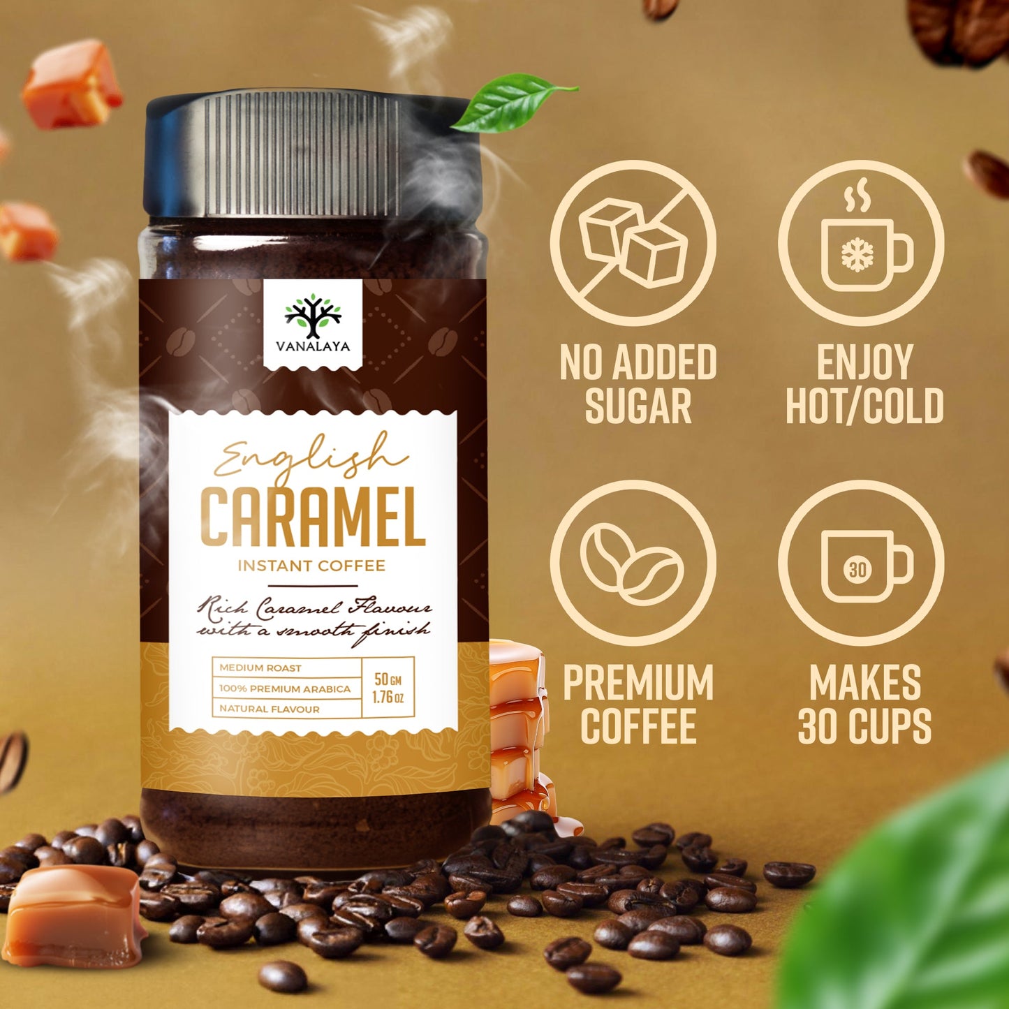 Vanalaya English Caramel Instant Coffee Caramel Flavoured Coffee