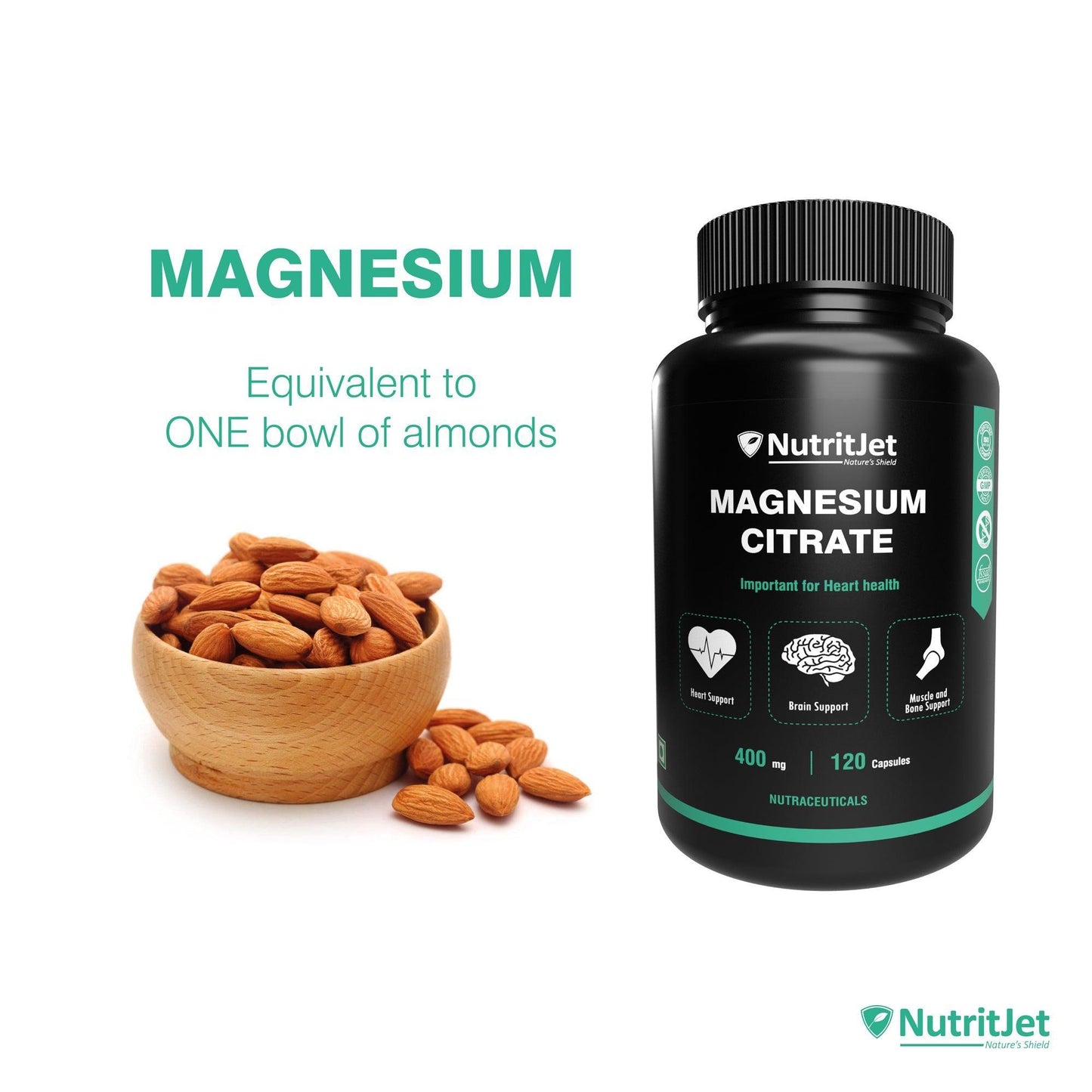 NutritJet Magnesium Citrate Capsule 400mg - 120 Capsules