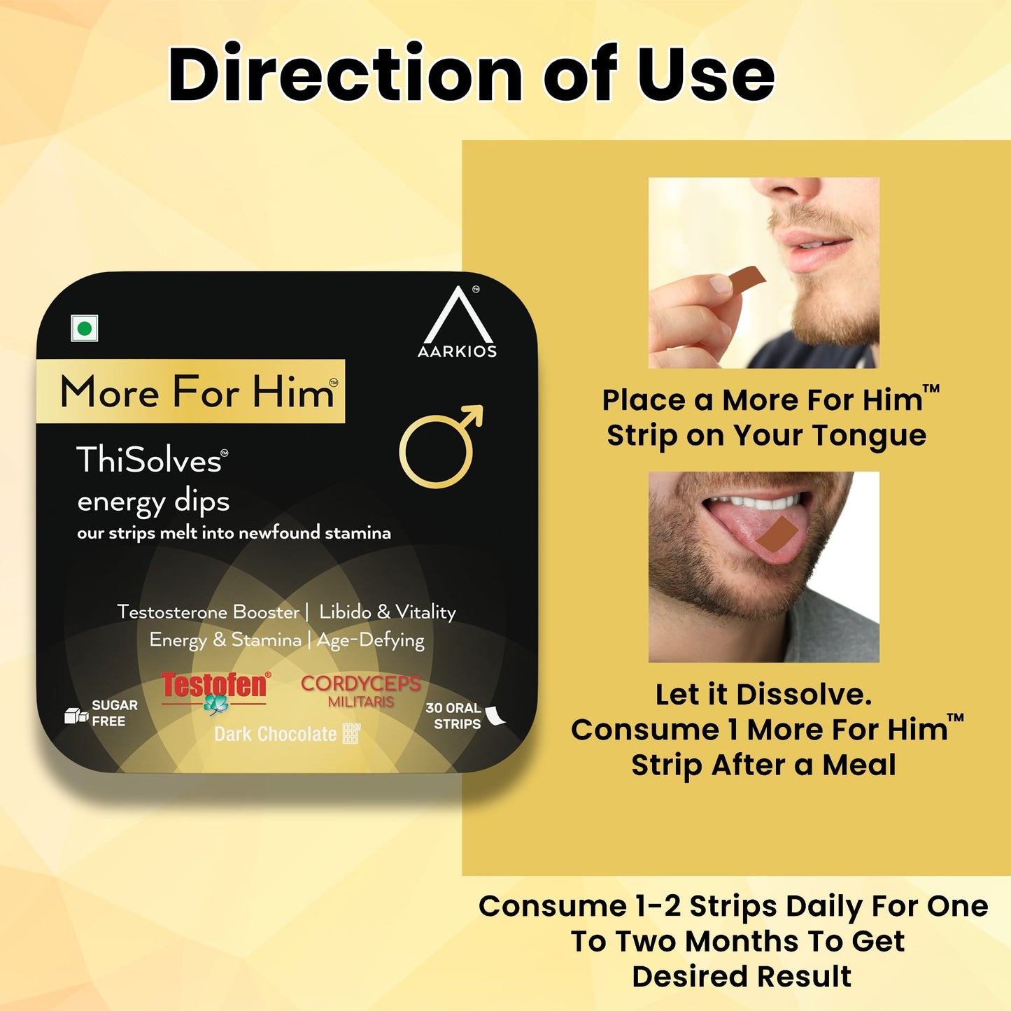 Aarkios More For Him ThiSolves I Disintegrating Strip Dark Chocolate Sugar Free - 30 Oral Strip