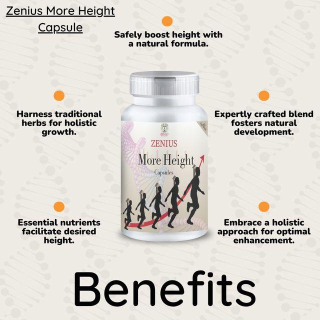 Zenius More Height Capsules - Long Look Capsules for Height Increase and Growth Enhancement - 60 Capsules