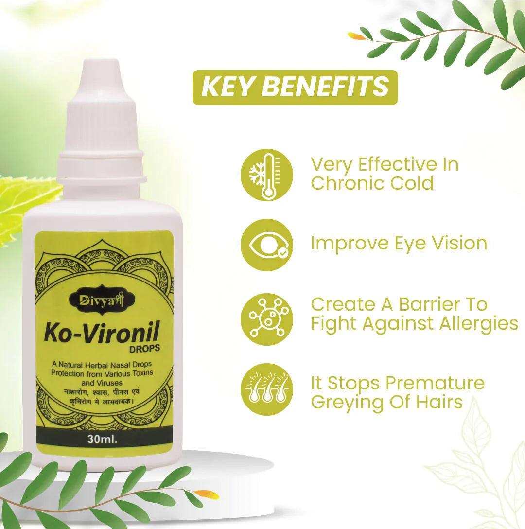 Divya Shree Ko-Vironil Drops For Blocked Nose & Dryness, Sinus, Snoring and Daily Cleansing of the Nose | Nasal Solution