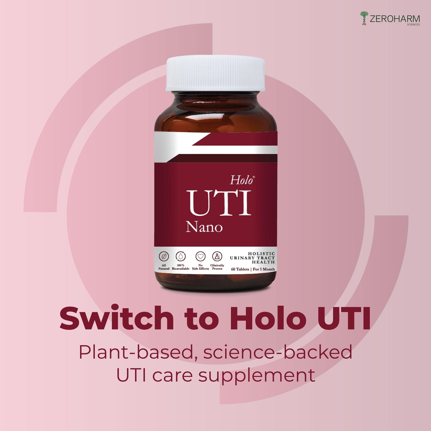 Zeroharm Sciences Holo UTI Nano Tablet - 60 Tablets